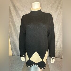 The Limited Black and Cream Turtleneck Sweater